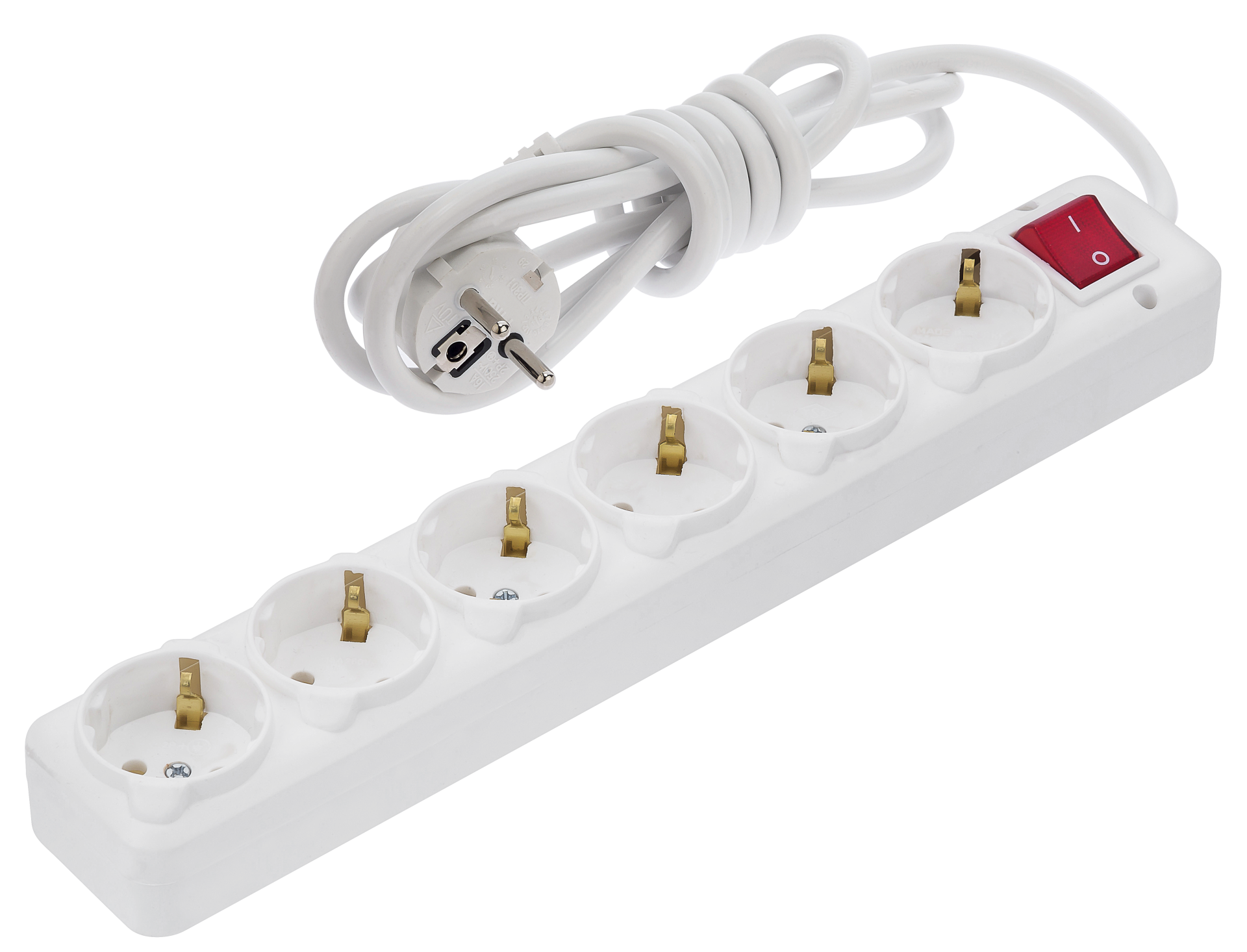 6'lı Anahtarlı Topraklı Priz 2 Mt. KUTU