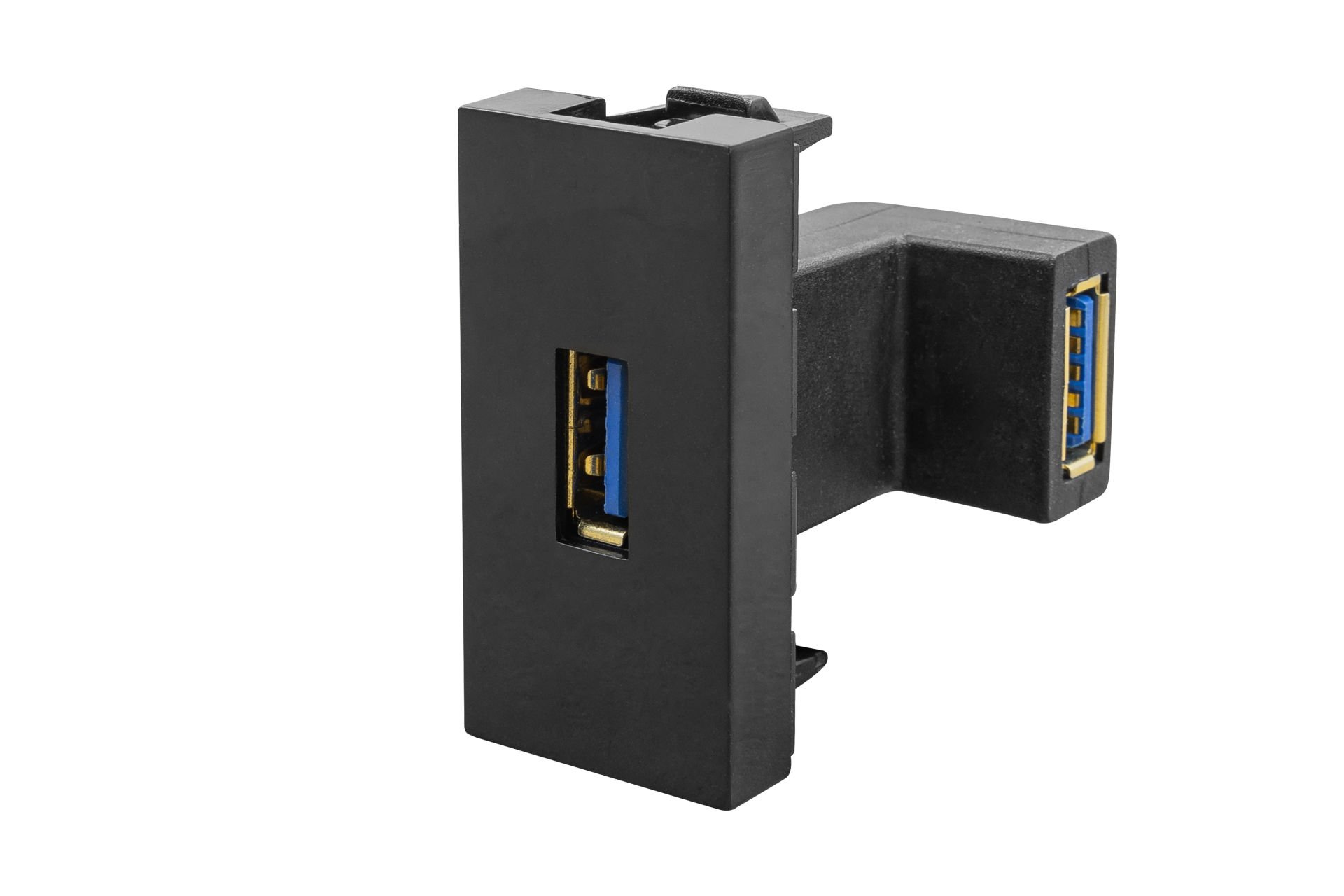 45x22,5 mm USB Dişi Giriş Çıkışlı L Tipi (Siyah)