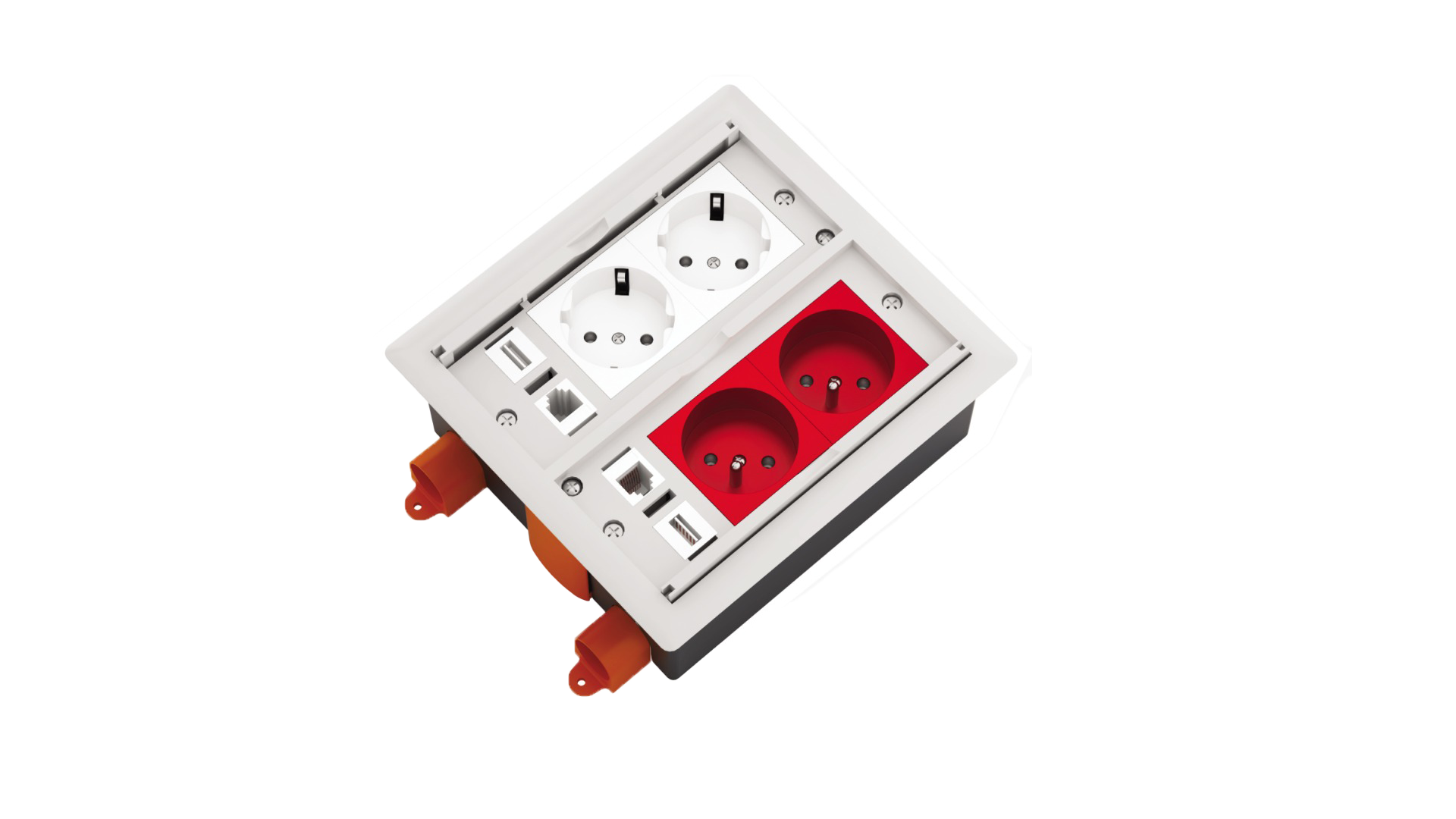 8 Modül + 4 Keystone Zemin İçin Priz Kutusu (Gri)