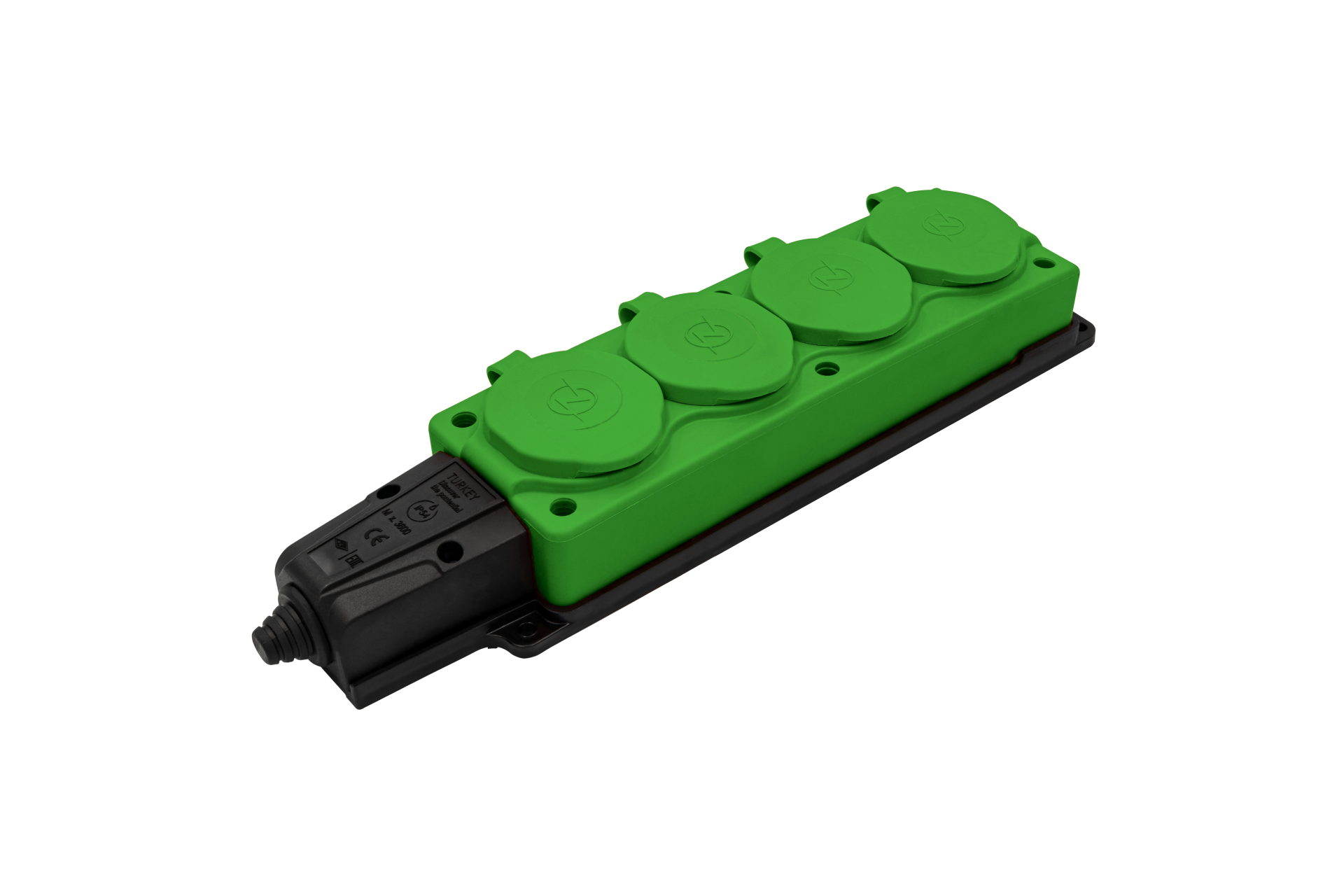 1x16 A 4'lü Grup Priz (Siyah/Yeşil) KUTU