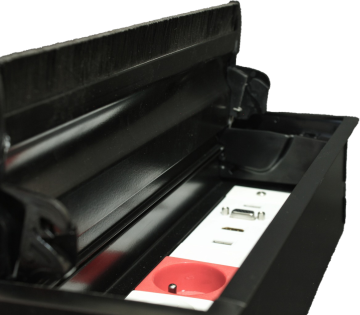 8 Modül Kapaklı Masa Üstü Priz Kutusu (Siyah) ADET