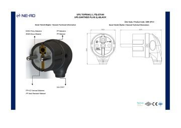 UPS Topraklı L Fiş (Siyah) KOLİ