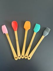 BAMBU SAPLI RENKLİ MİNİ SLİKON SPATULA SETİ