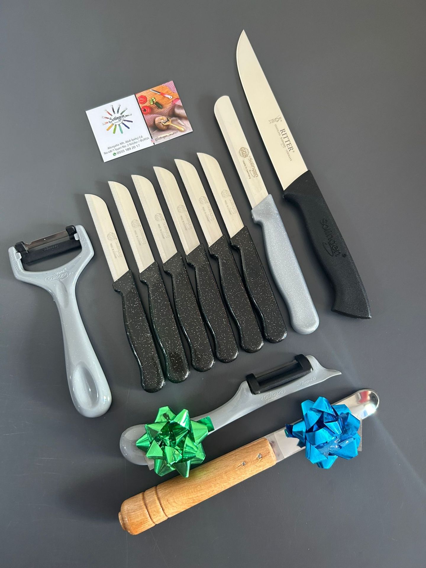 Solingen siyah mutfak bıçak set ( 640)