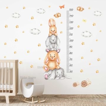 Sevimli Tavşanlar Boy Cetveli Duvar Sticker