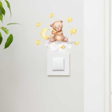 Yıldız Tutan Ayıcık Çocuk Odası Priz Üstü Sticker