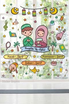 Hoşgeldin Üç Aylar Recep Şaban Ramazan Cam Duvar Kapı Sticker Seti
