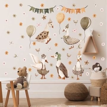 Sevimli Kazlar Çocuk Odası Duvar Sticker Seti