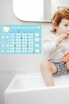 Çocuklar İçin Diş Fırçalama Alışkanlık Panosu Sticker - Diş Fırçalama Takip Çizelgesi