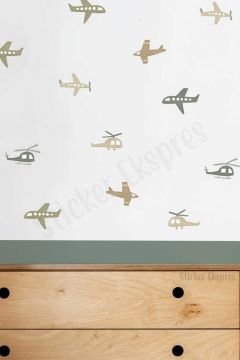 Küçük Helikopterler Ve Uçaklar Çocuk Odası Duvar Sticker Seti