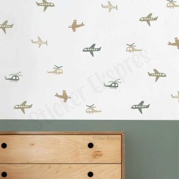Küçük Helikopterler Ve Uçaklar Çocuk Odası Duvar Sticker Seti