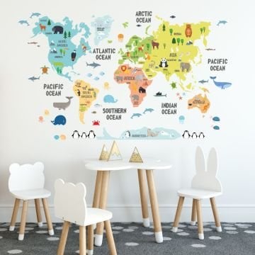 İngilizce Dünya Haritası Sticker Dream