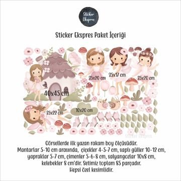 Pastel Peri Kızları Peri Kızı Çocuk Odası Duvar Sticker