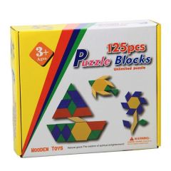 125 Parça Ahşap Blok Puzzle Yönerge Kartlı