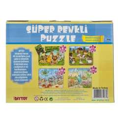 Hayvanlar 4'ü Bir Kutuda - Süper Renkli Puzzle