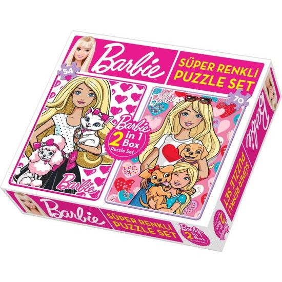 Diy-Toy Barbie 2 İn 1 Puzzle Seti Barbie 54 ve 70 Parça Puzzle Seti