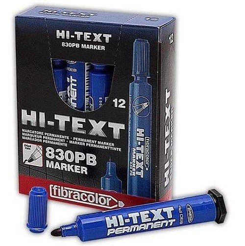 Hi-Text 830Pc Fibracolor Marker Mavi 12 Li Kutu Kesik Uç
