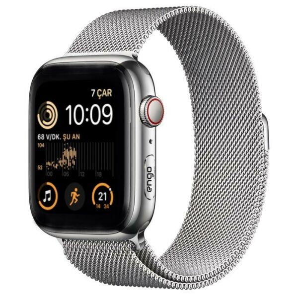 Apple Watch 44mm SE 2022 Paslanmaz Çelik Manyetik Kapatmalı Kordon