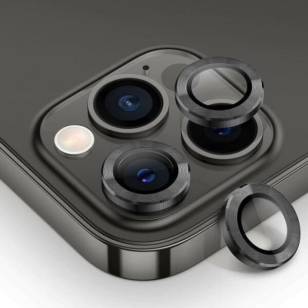 iPhone 13 Pro Lens Koruyucu Temperli Cam Alüminyum Alaşımlı Halka