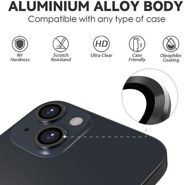 iPhone 13 Mini Lens Koruyucu Temperli Alüminyum Alaşımlı Halka