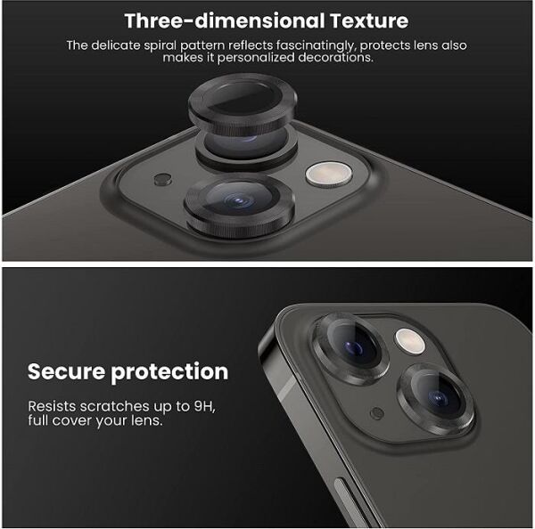 iPhone 13 Lens Koruyucu Temperli Cam Alüminyum Alaşımlı Halka