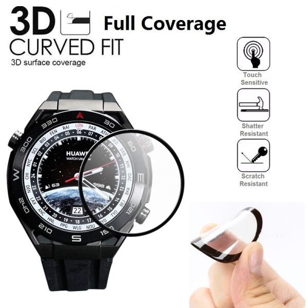 Huawei Watch Ultimate Ekran Koruyucu Nano Flexible Siyah Çerçeve