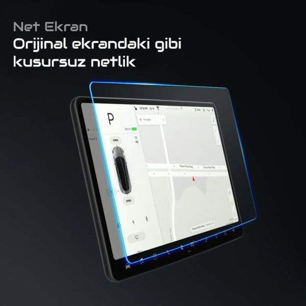 Tesla Model Y Ekran Koruyucu 15 inç ile Uyumlu Şeffaf Nano