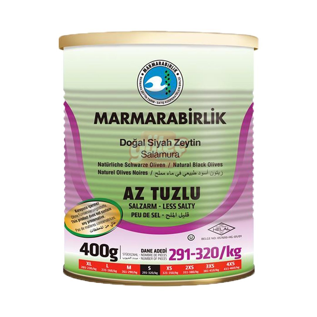 Marmara Birlik Doğal Az Tuzlu Siyah Zeytin Salamura (S) 400 G