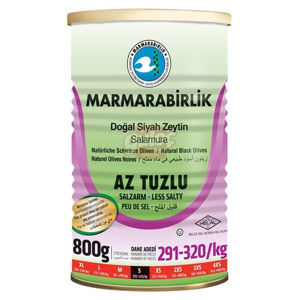 Marmara Birlik Doğal Az Tuzlu Siyah Zeytin Salamura (S) 800 G