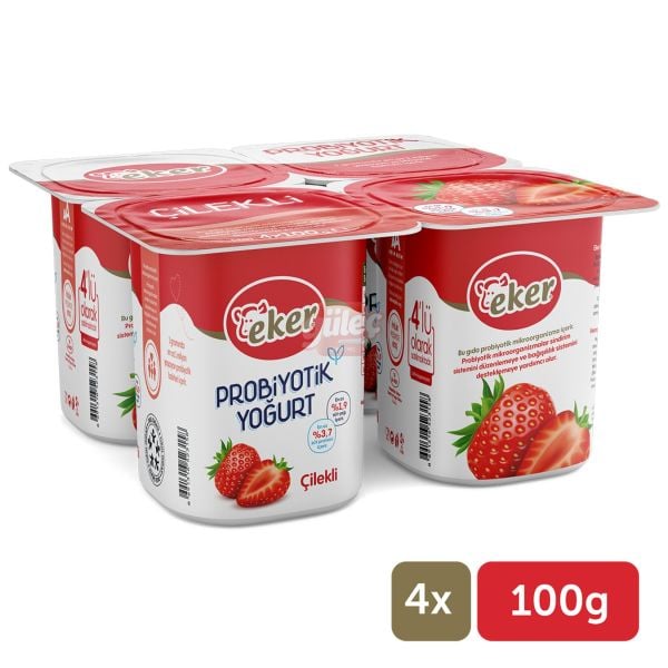 Eker Çilekli Probiyotik Yoğurt 4x100 G