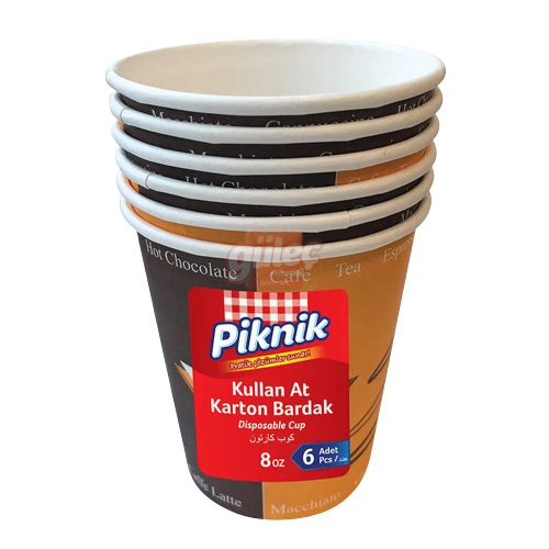 Piknik Karton Bardak 8 Oz 6'lı