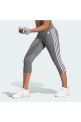 adidas Train Essentials 3-Stripes High-Waisted Kadın Tayt Gri IS2168