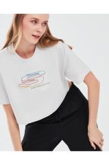 Skechers Graphic T-shirt W Short Sleeve Kadın Beyaz Tshirt S241014-001