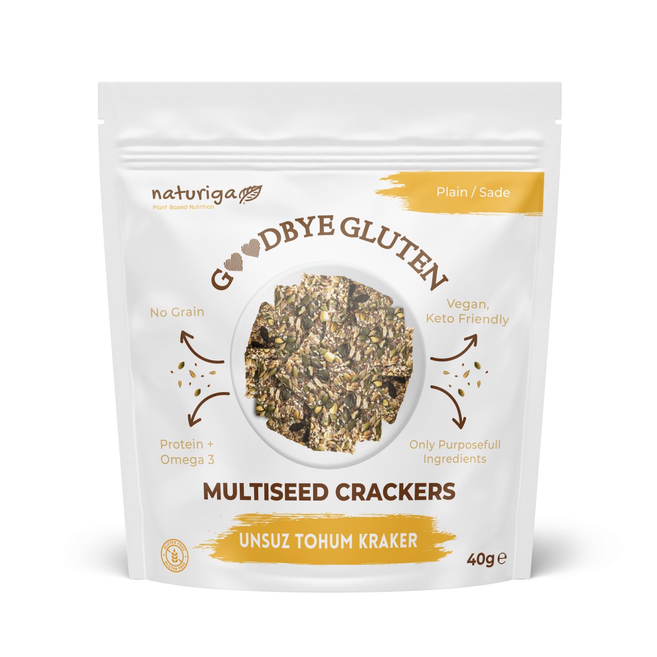 Goodbye Gluten Unsuz Tohum Kraker/Sade 40gr