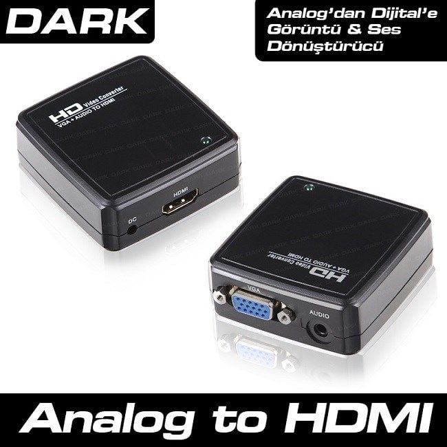 Dark VGA Erkek to HDMI Dişi Çevirici Kutu