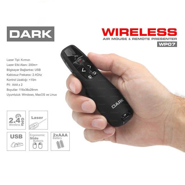 Dark DK-AC-WP07 Kırmızı Lazerli Wireless Presenter