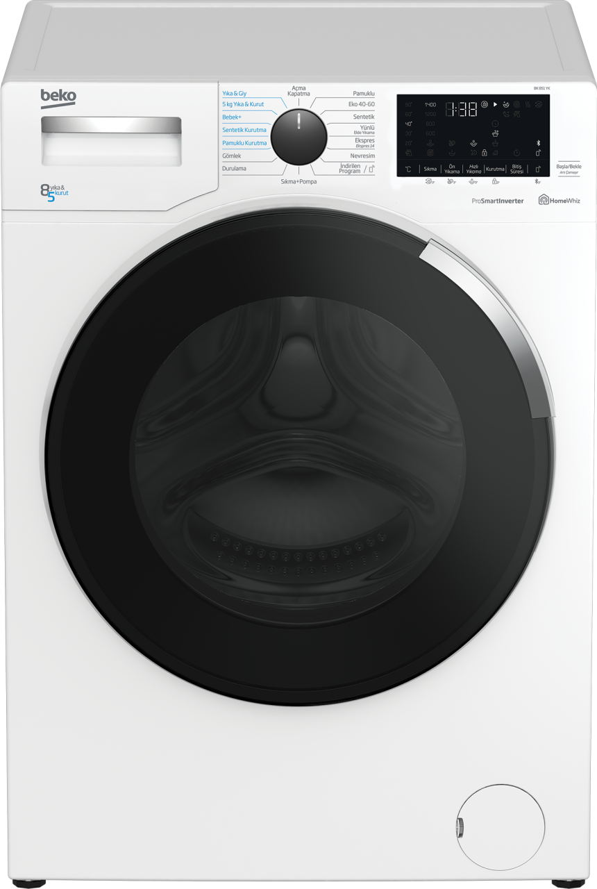 Beko BK 851 YK 1400 Devir 8 kg / 5 kg Kurutmalı Çamaşır Makinesi