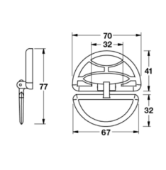 OLEN Sarkaç kulp antik gümüs 32mm