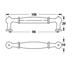 LOUISIANA Kulp antik gümüs 96mm