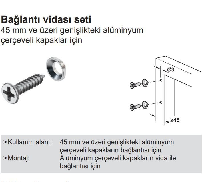 FREE SPACE Al. kapaklar için vida seti