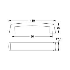 CHARLIE Kulp mat krom 96mm