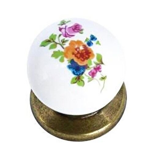 Düğme Antik Sarı Lüks Desenli Porselen Kulp - 2