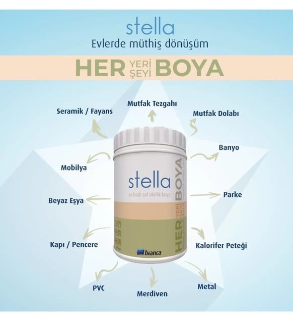Bianca Stella Su Bazlı Saf Akrilik Boya Kırık Beyaz 0.5 Kg