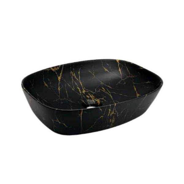 Gold Detaylı Siyah Lavabo