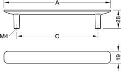 H2380 Kulp mat altın 192mm