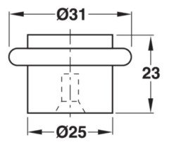 Stoper zemine, vidali 25x31mm p.çel.mat