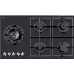 GOURMET Ocak gazli 90cm 4G1W siyah cam