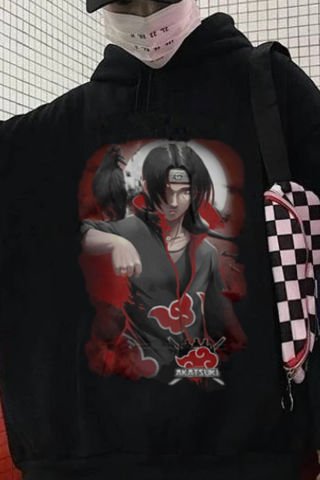 Anime Naruto Itachi Uchiha Kapüşonlu Unisex Oversize Sweatshirt