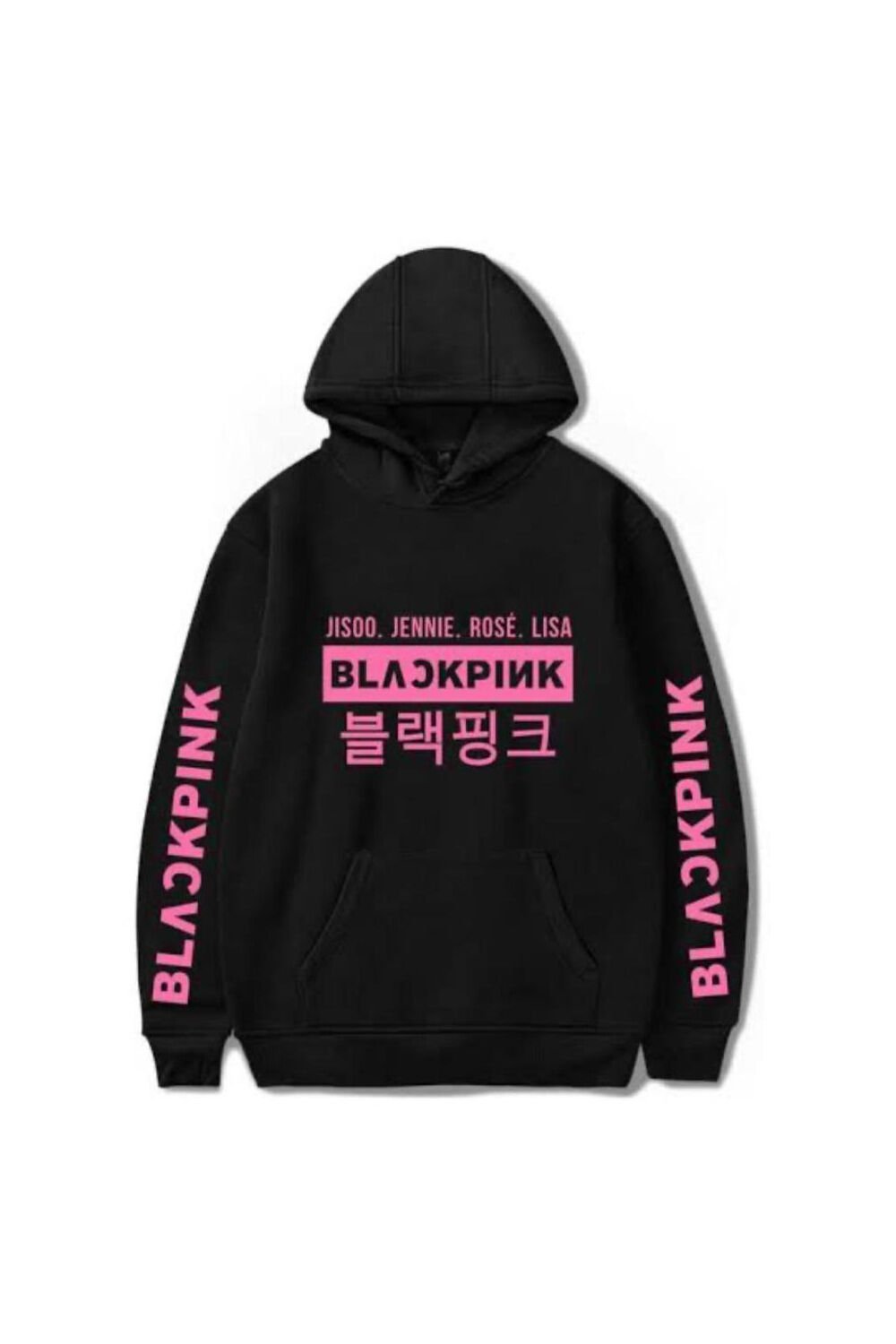 Siyah K-Pop Black Pink Jisoo Jennie Rose Lisa Unisex Kapüşonlu Sweatshirt