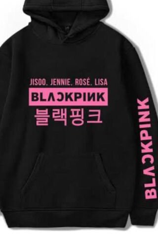 Siyah K-Pop Black Pink Jisoo Jennie Rose Lisa Unisex Kapüşonlu Sweatshirt
